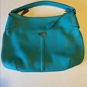 COLE HAAN TURQUOISE LEATHER HOBO BAG